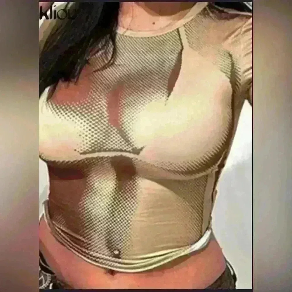 SHEIN Bikini Print Illusion Top, Size Medium/6